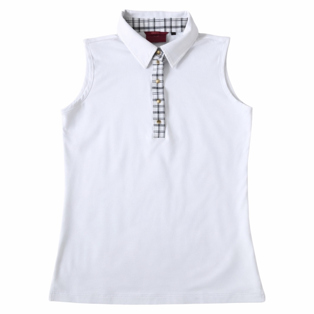 BRENDRATTI Sleeveless Golf Polo Tank Tartan Plaid Contrast Size 44 Made In Italy